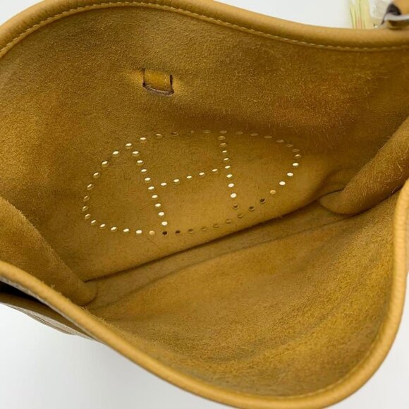 HERMES Evelyne PM I Yellow Mustard Clemence Leather Shoulder Bag Tote Purse - Picture 6 of 10